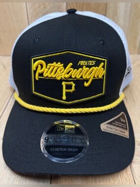 New Era Pittsburgh Pirates Black Yellow 9Seventy Trucker SnapBack Rope Hat New
